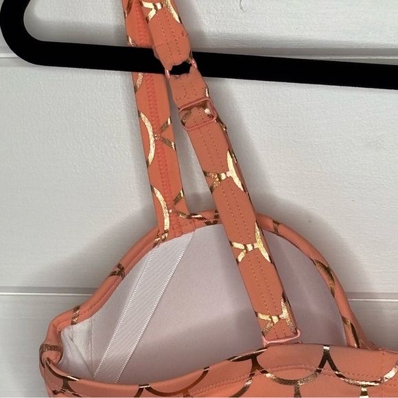 Torrid Mermaid Tie Front Underwire Peplum Midkini 00F (10/F Cup Size) Coral Gold - Picture 8 of 16